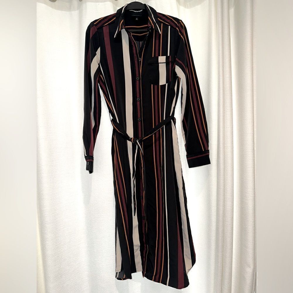 Who What Wear- striped satin shirt dress